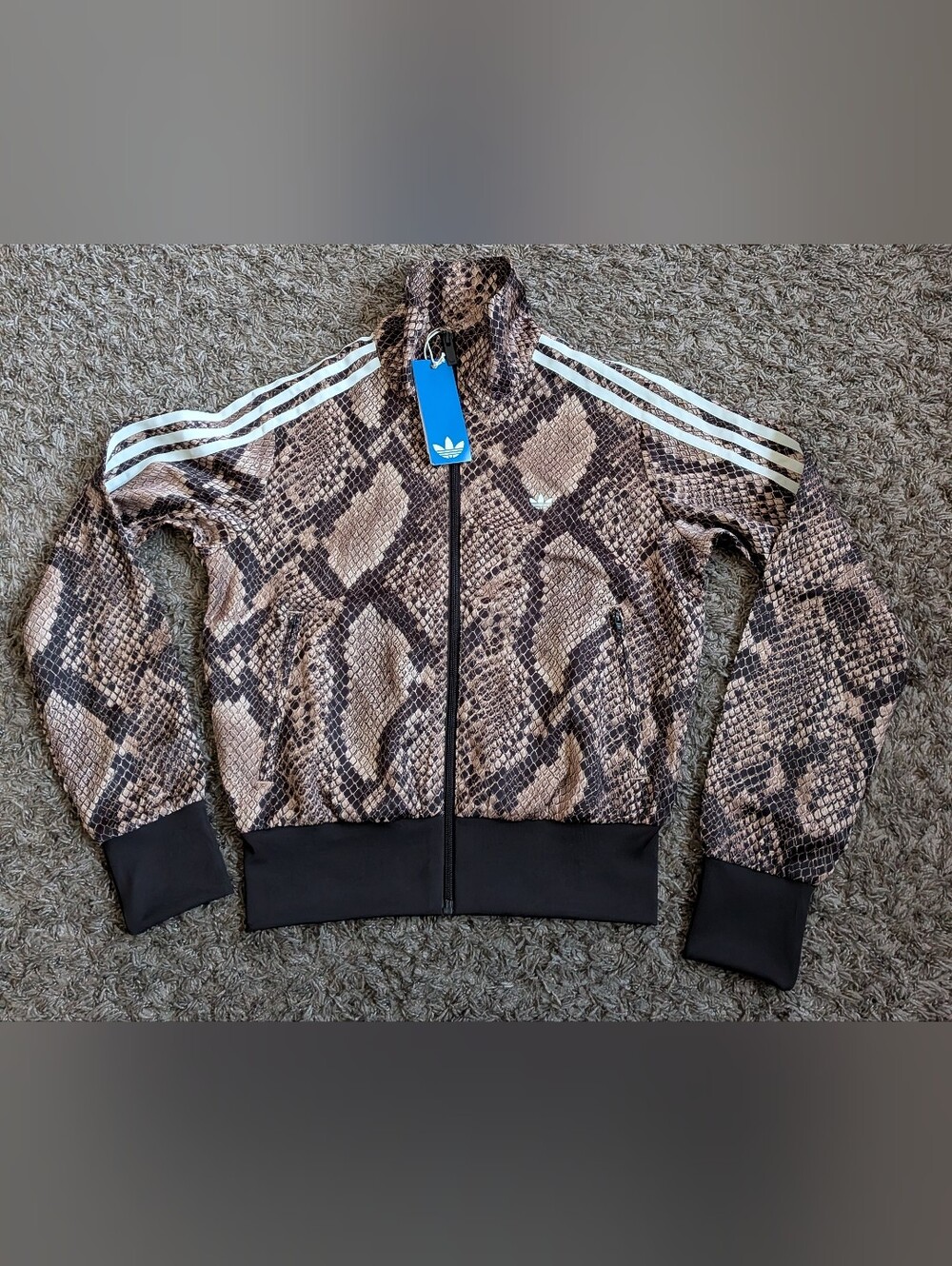 NWT Adidas Satin Snake Print Full Zip Firebird Track Jacket Women's S